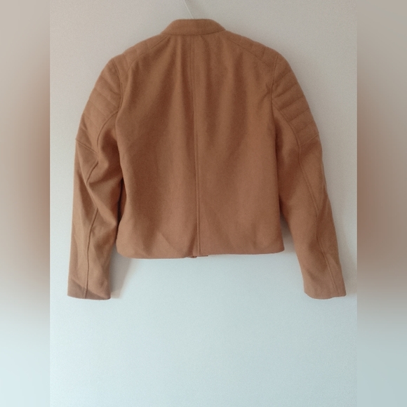 GAP Camel Wool Moto Jacket Crop Biker Jacket Womens Size M - Picture 8 of 8
